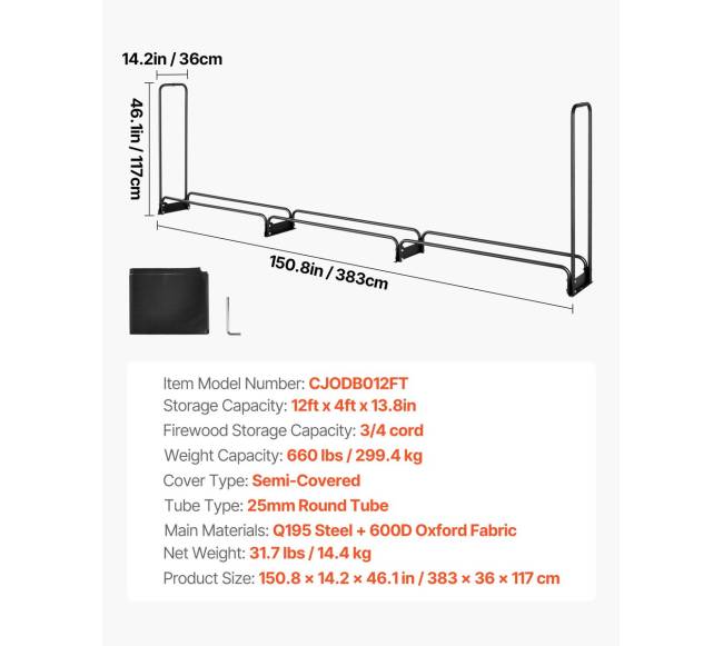 Lauko malkų stovas su uždangalu 386 cm6