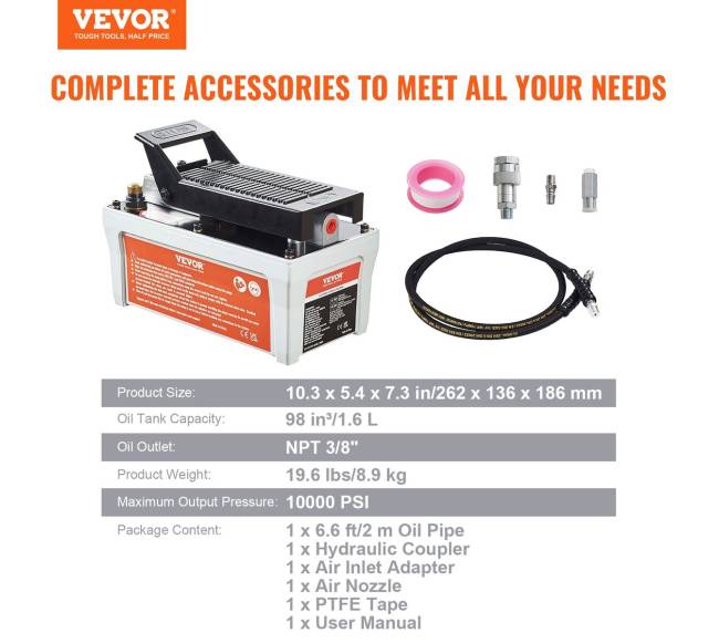 Pneumatinė hidraulinė pompa, 10,000 PSI, 12 gal talpa6