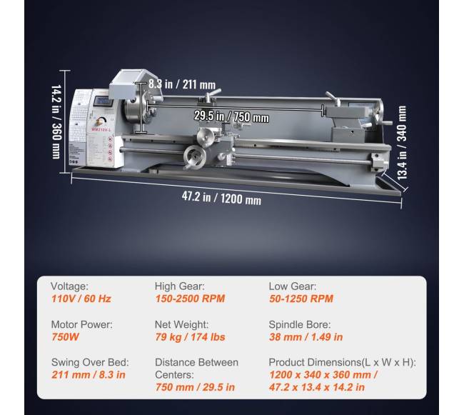 Metalo tekinimo staklės 21 x 75 cm6