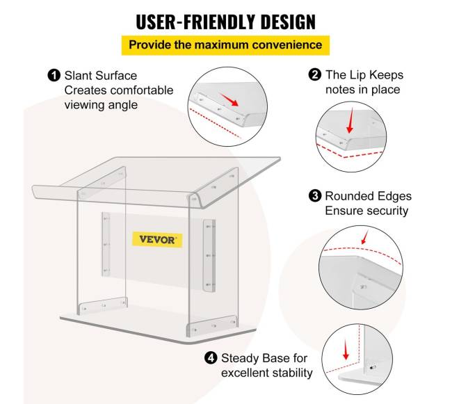 Akrilinis stalinis pultas su pakrypusia viršutine dalimi3