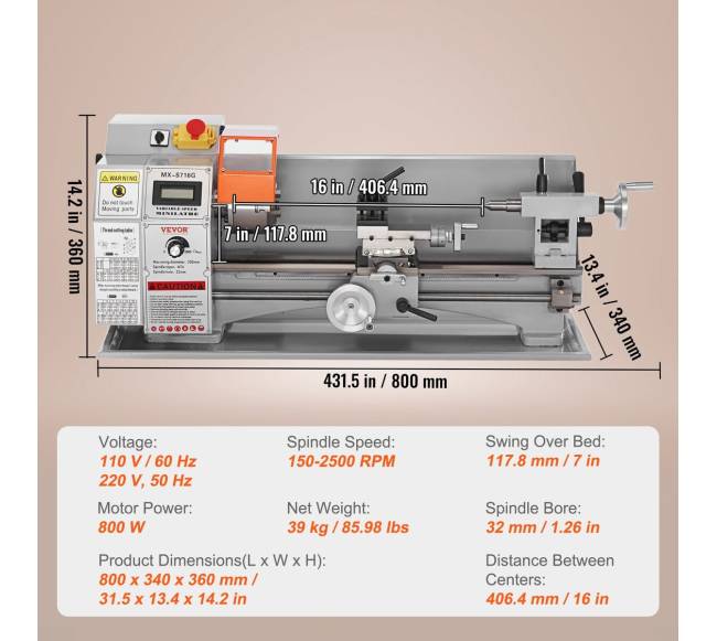 mini metalo tekinimo staklės 7 x 16 col.6
