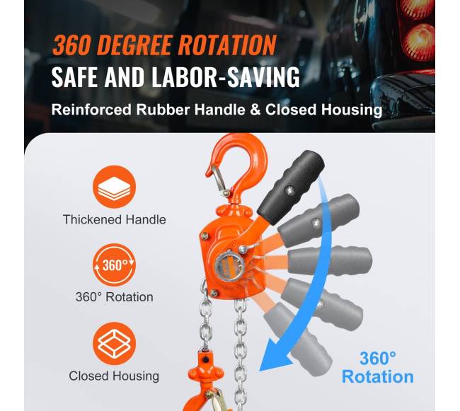 Rankinis svirtinis grandinės keltuvas, 0,5 t, 1,40 m5