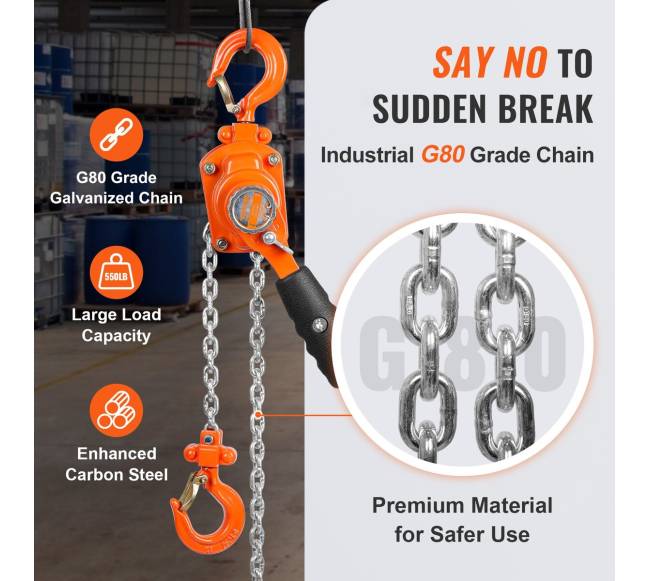 Rankinė svirtinė grandinė, 250 kg, 10 m3