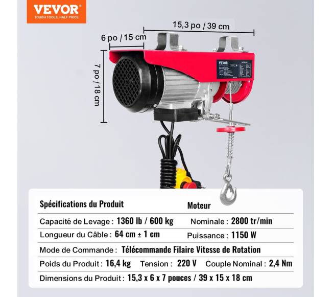 Elektrinis keltuvas 600 kg, 220V 1150W6