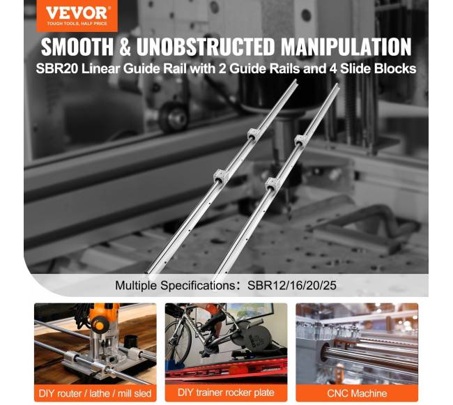 Linijinio bėgio komplektas SBR20 1500 mm1