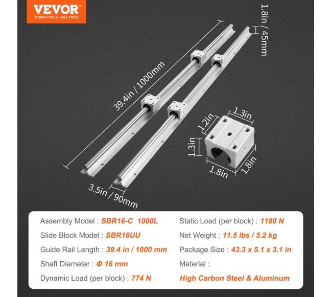 Linijinės kreipiančiosios bėgių rinkinys SBR166