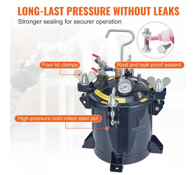 Dažų purškimo bakelis su slėgio talpa 10L3