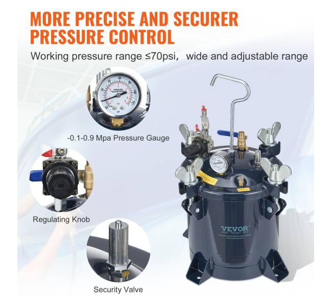 Dažų purškimo bakelis su slėgio talpa 10L4