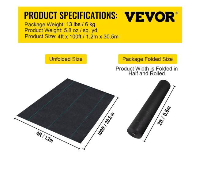 Sodo piktžolių užtvaros audinys, 1.2 x 30.5 m6