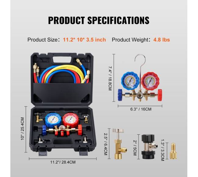 3 krypčių AC kontrolinės manometrų komplektas6