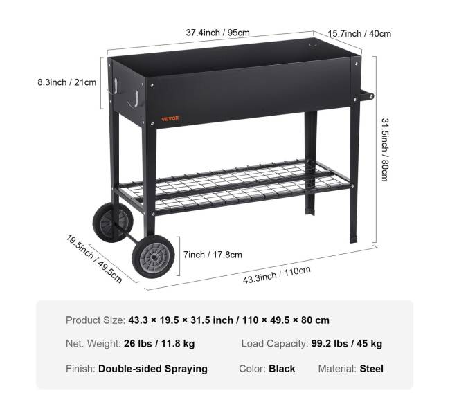 Pakeltas daržo lysvės lovys, juodas6