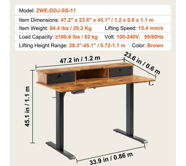 Reguliuojamo aukščio stalas 120 x 60 cm6