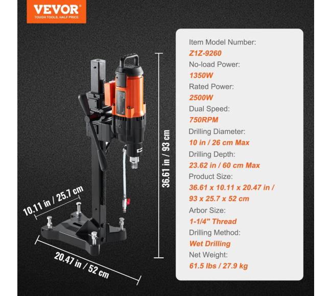 Deimantinė gręžimo mašina betonui 3200W 750RPM6