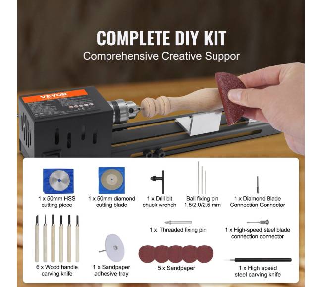 Mini medžio staklės, 70 mm x 160 mm, 24VDC5