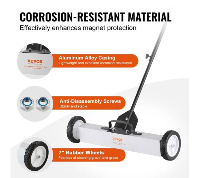 50 lb ritinėjamas magnetinis valytuvas su ratais5