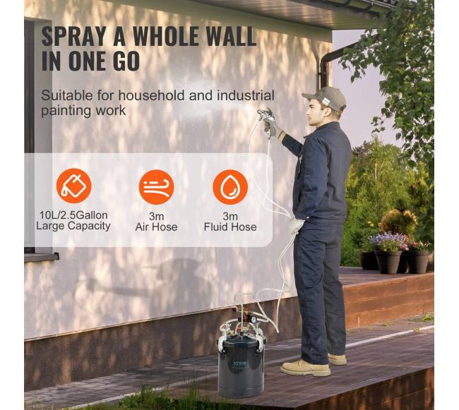 Dažų purškimo slėgio bakas, 10L3