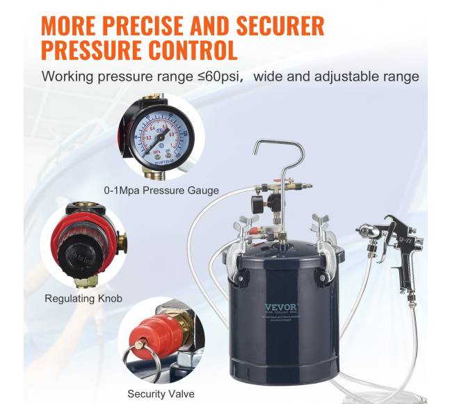 Dažų purškimo slėgio bakas, 10L4