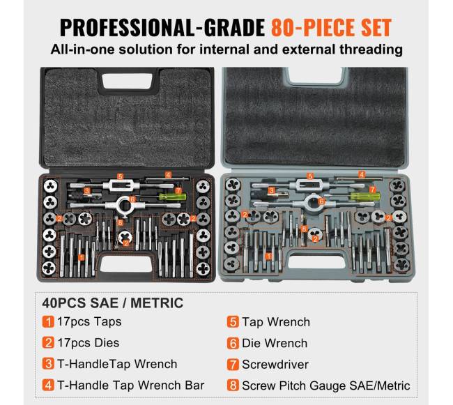 Sriegių komplektas 80 vnt. su plieniniais sriegiais3