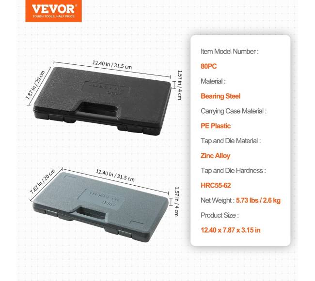 Sriegių komplektas 80 vnt. su plieniniais sriegiais6