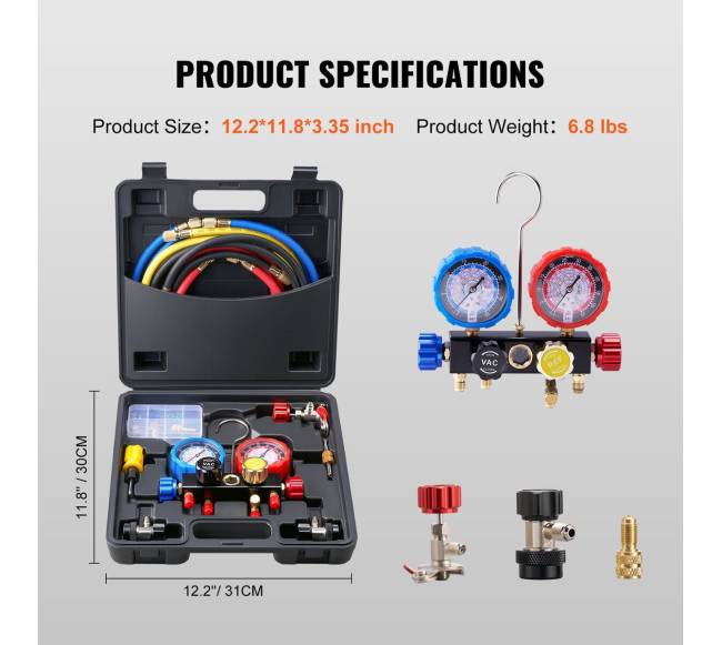 4 kanalų AC matuoklis R134A R22 R12 R410A6