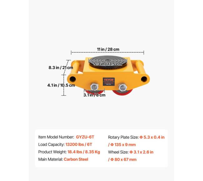Pramoninis vežimėlis 6 tonoms su PU ratukais6