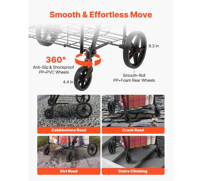 Sulankstomas pirkinių vežimėlis su dvigubais krepšiais3