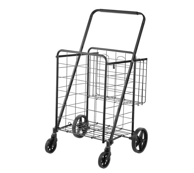 Sulankstomas pirkinių vežimėlis su dvigubais krepšiais8