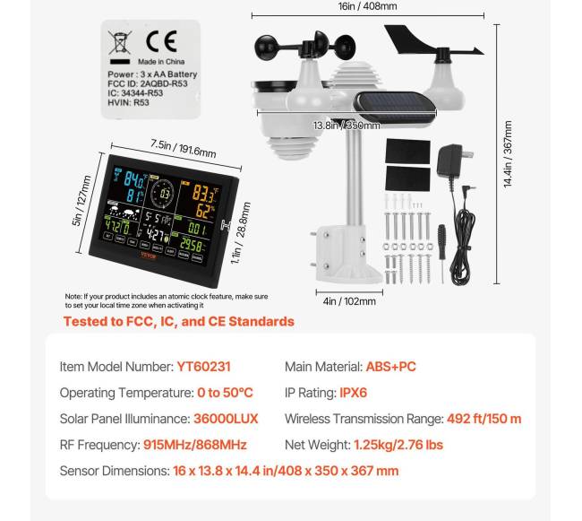 7 vieno belaidė oro stotis su spalvotu ekranu6