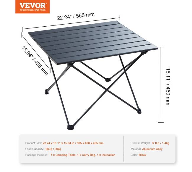 Sulankstomas stovyklavimo stalas, juodas6