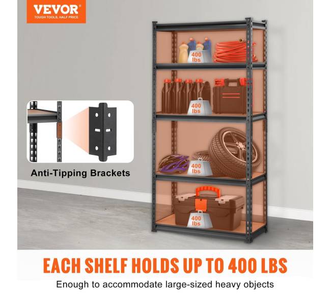 5 lygmenų reguliuojama saugojimo lentyna, 907 kg talpa1