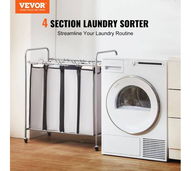 Skalbinių rūšiuoklė su 4 sekcijomis ir ratukais1