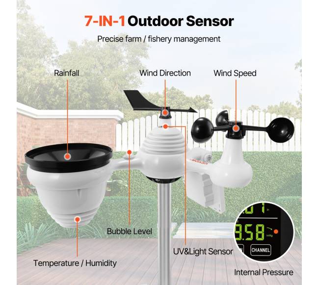 7-in-1 belaidė orų stotis su spalvotu ekranu1