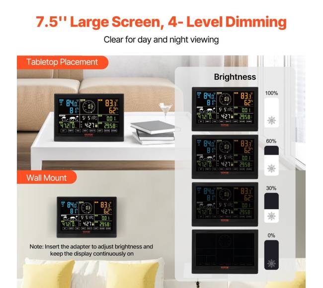 7-in-1 belaidė orų stotis su spalvotu ekranu4