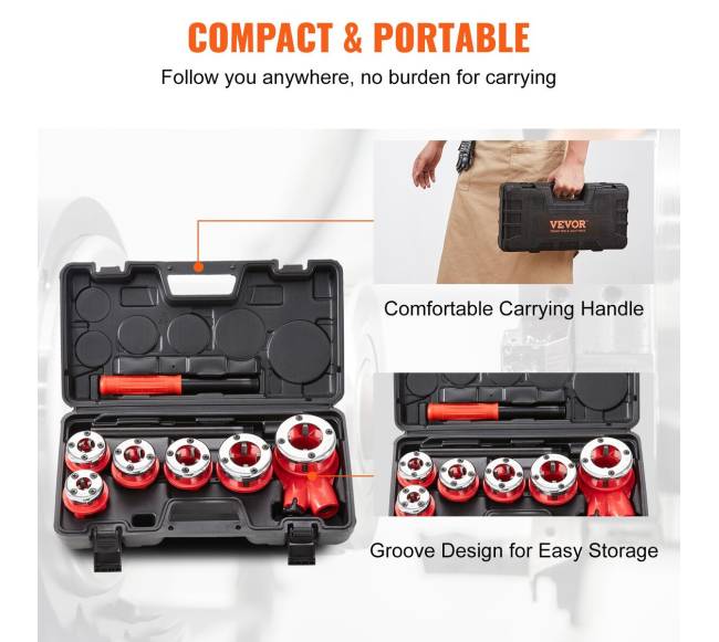 Reketinis vamzdžių sriegiklis su dėklu5