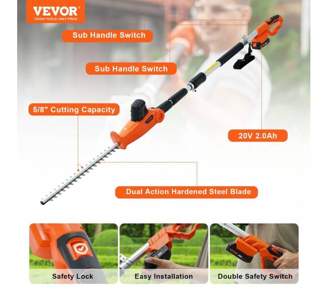 20V belaidis gyvatvorių žirklės su teleskopiniu kotu1