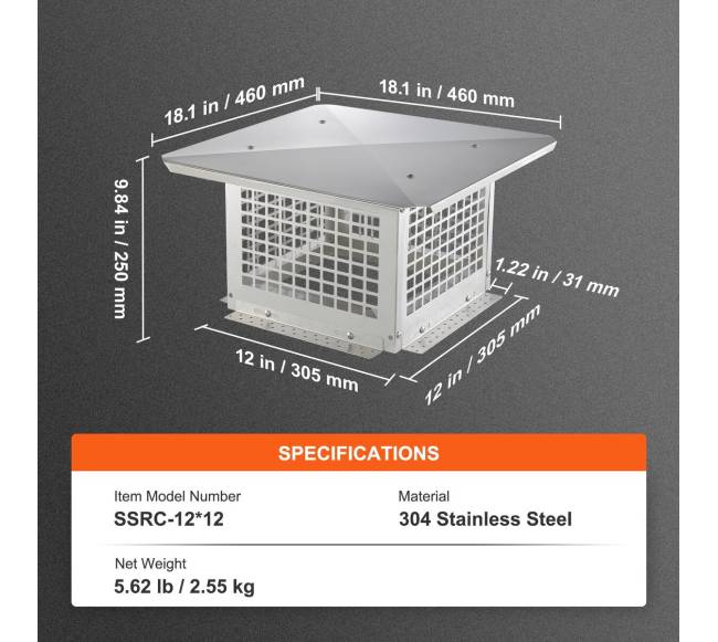 dūmtraukio dangtelis 304 x 304 mm nerūdijančio plieno6