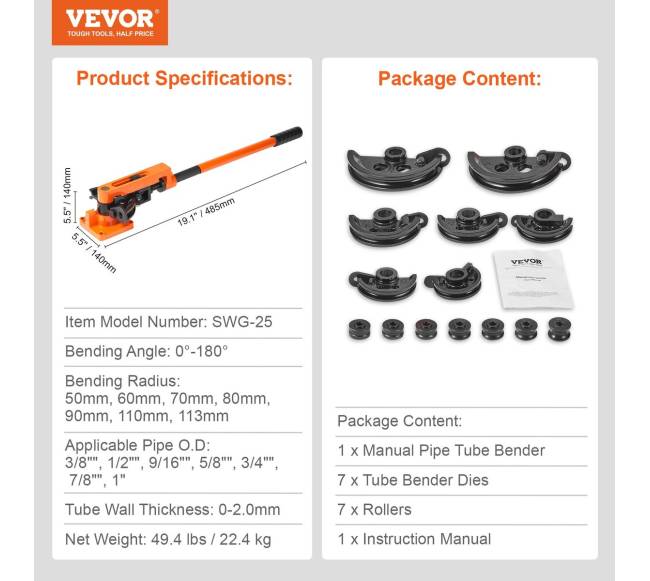 Vamzdžių lenkimo įrankis 38 iki 1 colio6