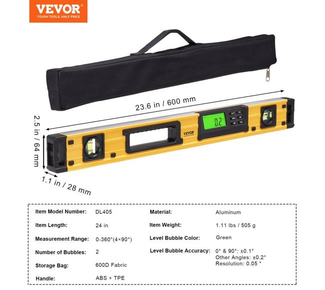 Magnetinis torpedo kampų matuoklis 60 cm6