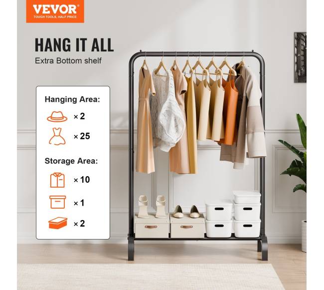 Drabužių stovas su kabykla ir lentyna1