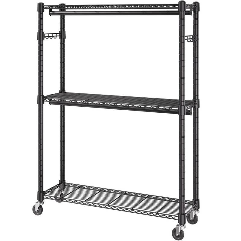 Drabužių stovas su ratukais ir lentynomis0