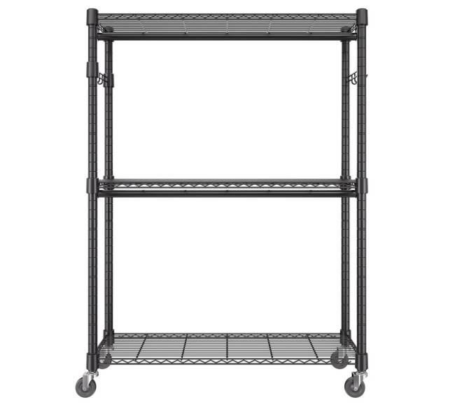 Drabužių stovas su ratukais ir lentynomis10