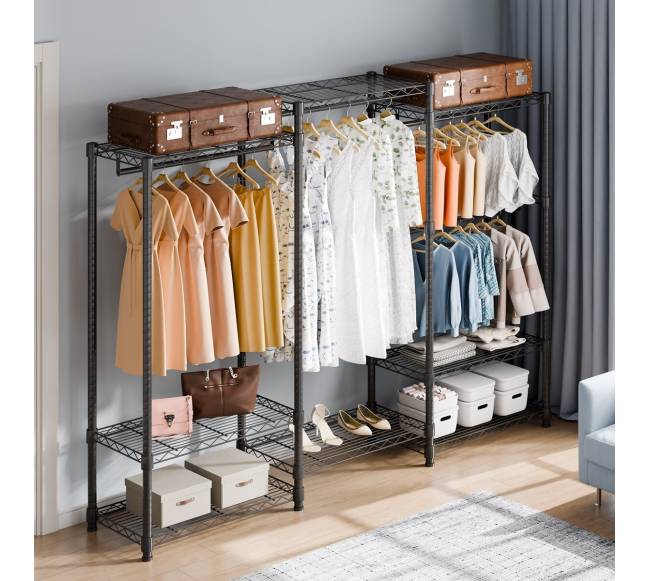 Drabužių stovas su 4 kabliais ir 8 lentynomis7