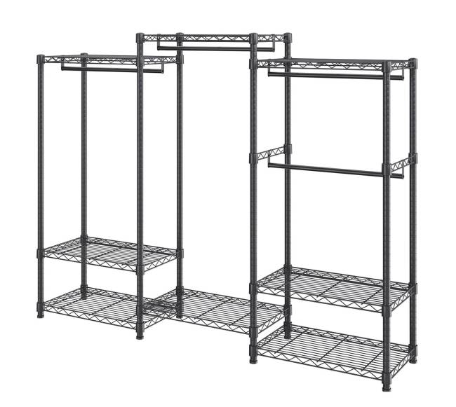 Drabužių stovas su 4 kabliais ir 8 lentynomis9