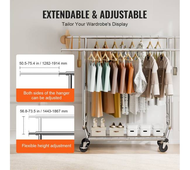 Tvirtas drabužių kabykla su dviem pakabinamais strypais2