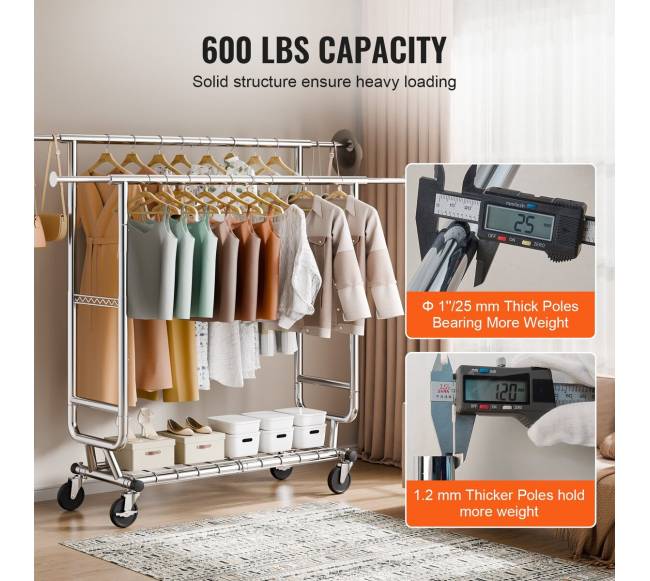 Tvirtas drabužių kabykla su dviem pakabinamais strypais3