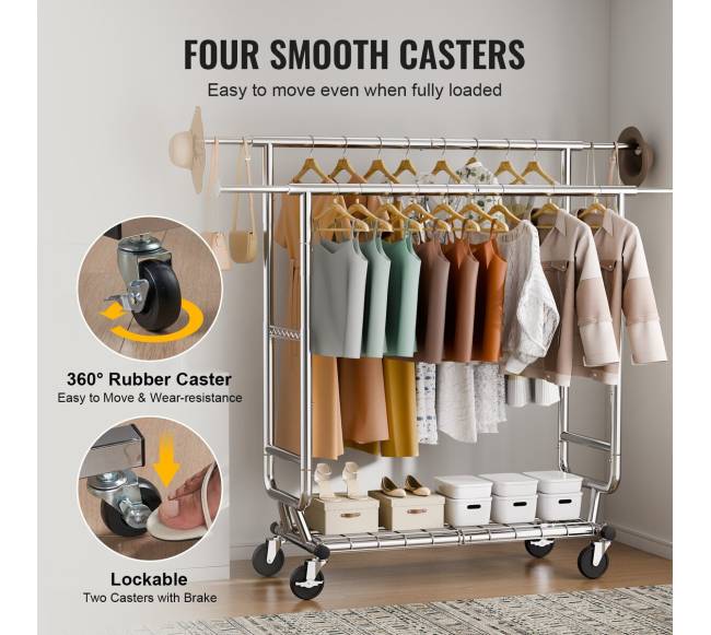 Tvirtas drabužių kabykla su dviem pakabinamais strypais4