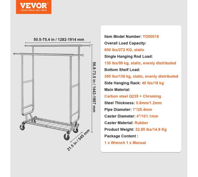 Tvirtas drabužių kabykla su dviem pakabinamais strypais6