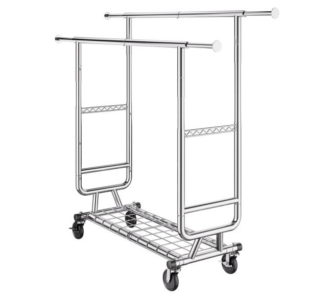 Tvirtas drabužių kabykla su dviem pakabinamais strypais10