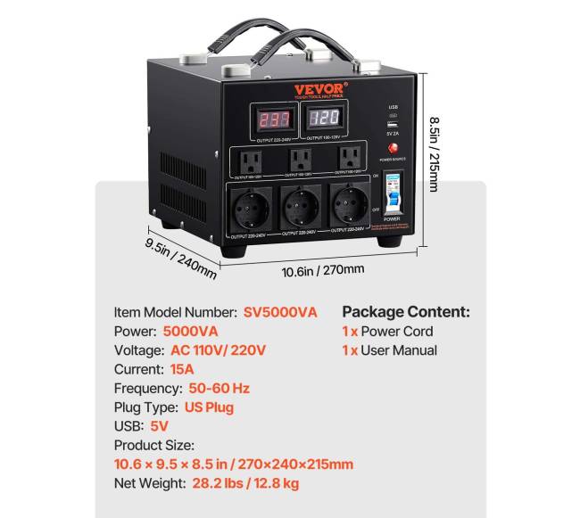 Įtampos keitiklis transformatorius, 5000VA4