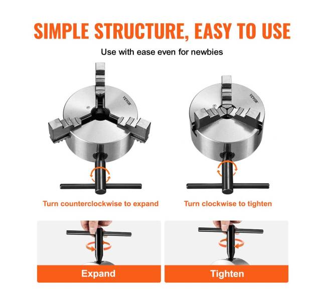 3-žandikaulių tekinimo griebtuvas, 6 colių4